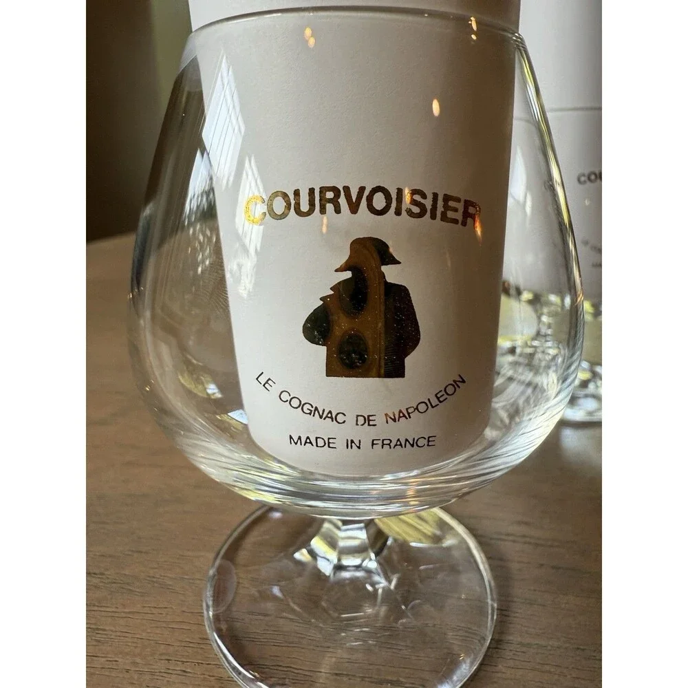 Courvoisier Glasses Brandy Snifter Le Cognac de Napoleon Vintage Set of 2 EUC